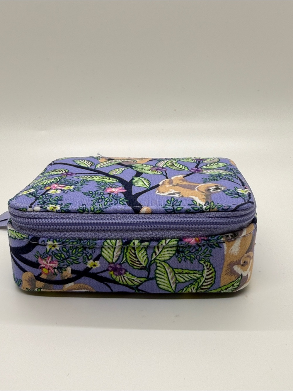 Women's Vera Bradley Lavender Hanging Around Sloth Pattern Small Travel Case - Picture 3 of 9